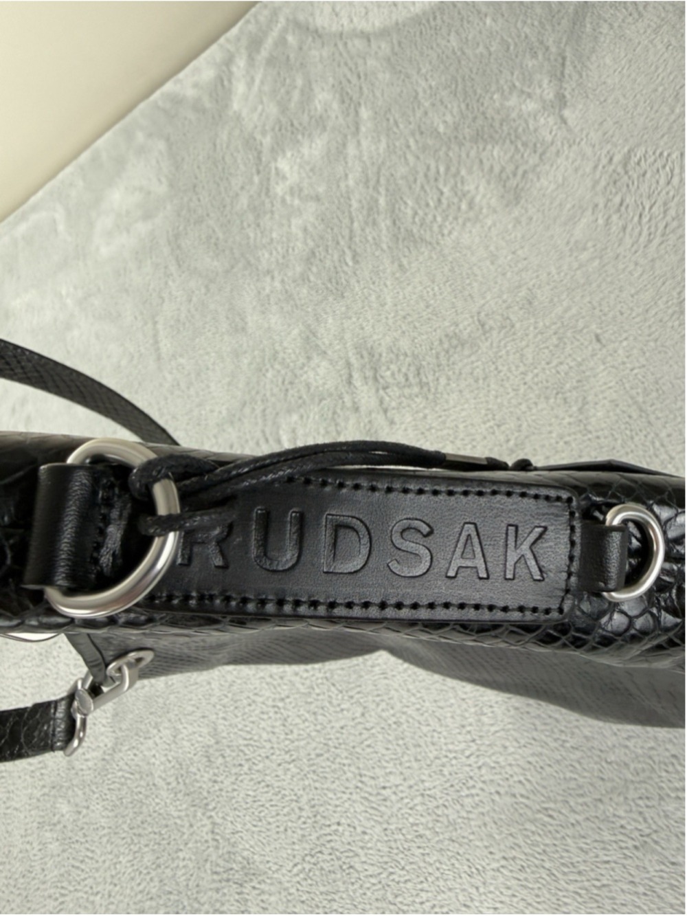 Rudsak Ruma Snake Skin Leather Shoulder Bag Black - Picture 7 of 16